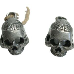 Skull Bead Pendant Charm Gothic Punk Rock Silver Metal Biker Pewter